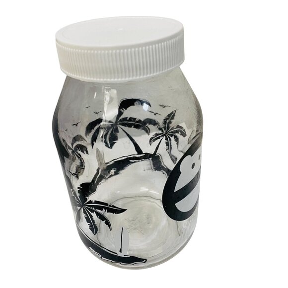 Vintage California Glass Jar With White Screw Lid & Palm Tree Design 7" - Picture 2 of 7